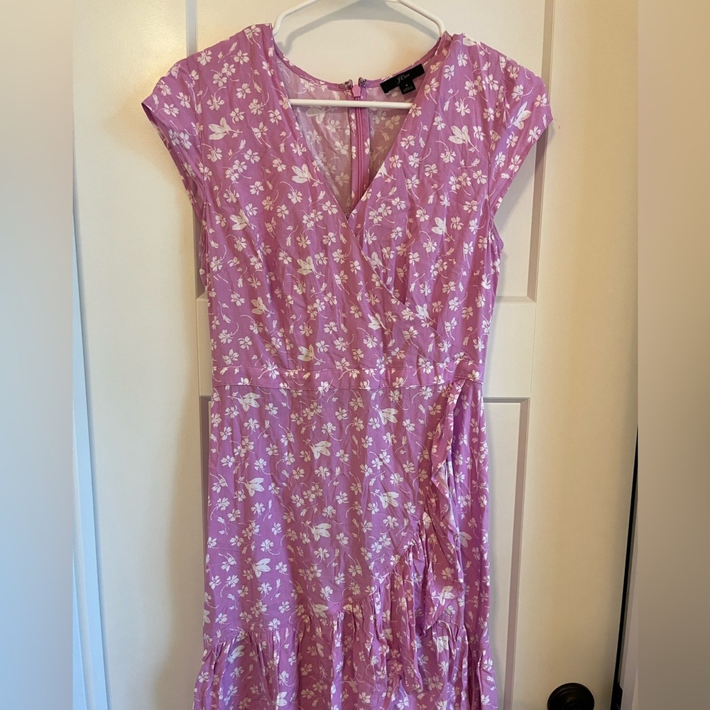 JCREW floral ruffle mini dress